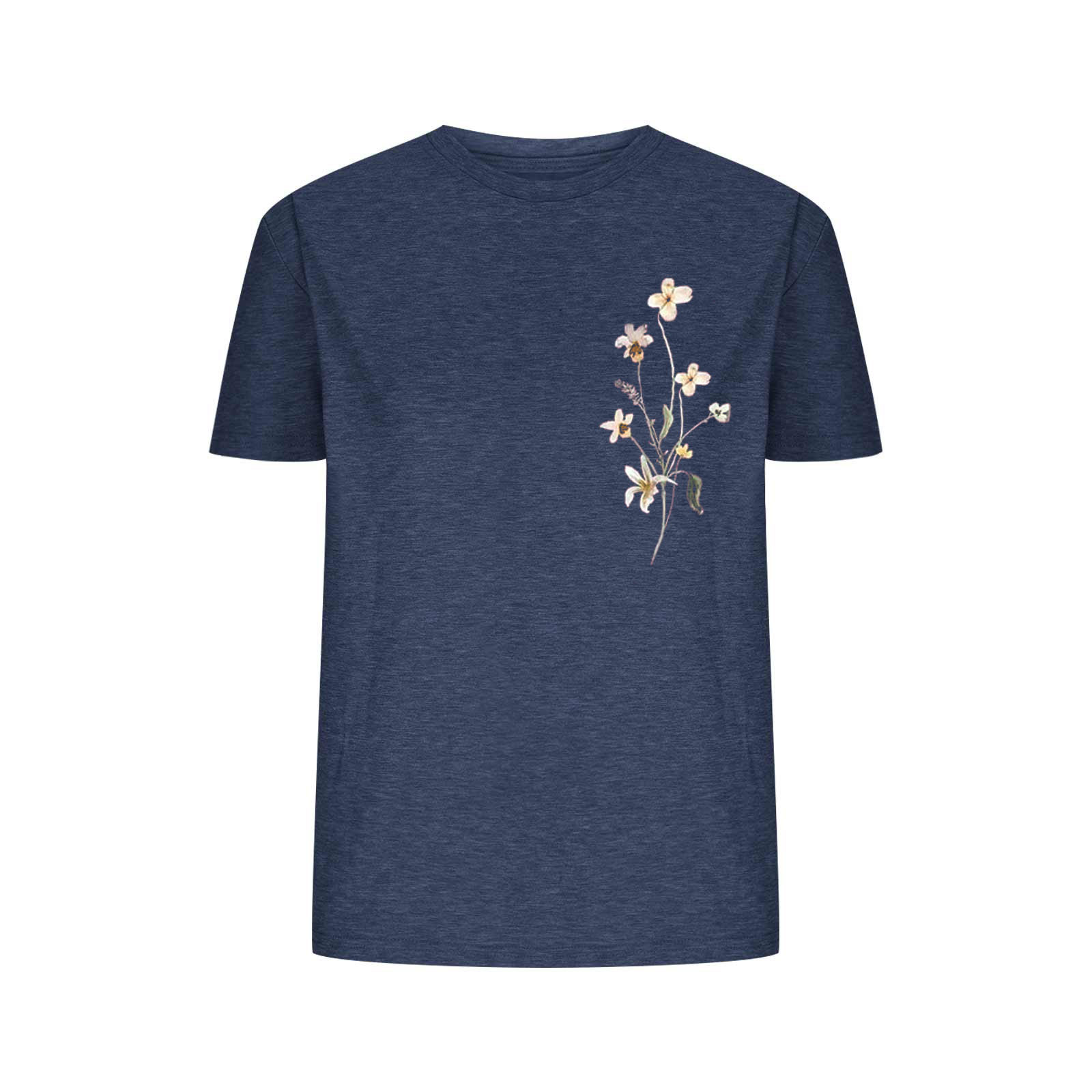 T-shirt Femme Décontracté à Manches Courtes - Imprimé Graphique, Col Rond