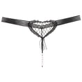 thumbnail image 1 of Gibobby Panty sexy Ajuste Mujeres Cintura Sexy Corazón en forma hueco Malla grande G String Pantalones Calzoncillos masaje perlas（Negro，Talla única), 1 of 4