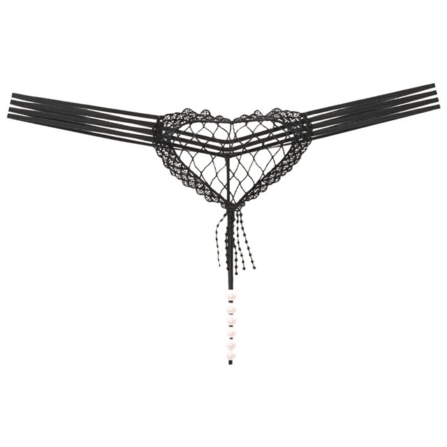 Gibobby Panty sexy Ajuste Mujeres Cintura Sexy Corazón en forma hueco Malla grande G String Pantalones Calzoncillos masaje perlas(Negro,Talla única)
