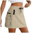 thumbnail image 3 of vigerkar Women's 18" Hiking Cargo Skort Athletic Skirt High Waist Quick Dry Golf Skort with Zipper Pockets, Dressy Casual Sporty Summer Outfits for Travel (Beige, 3XL), 3 of 9