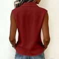 thumbnail image 5 of LNWUY Women's Wrinkle Free Sleeveless Button Down Shirts Blouses Solid Color Business Casual Loose Tank Tops for Work Red XL, 5 of 7