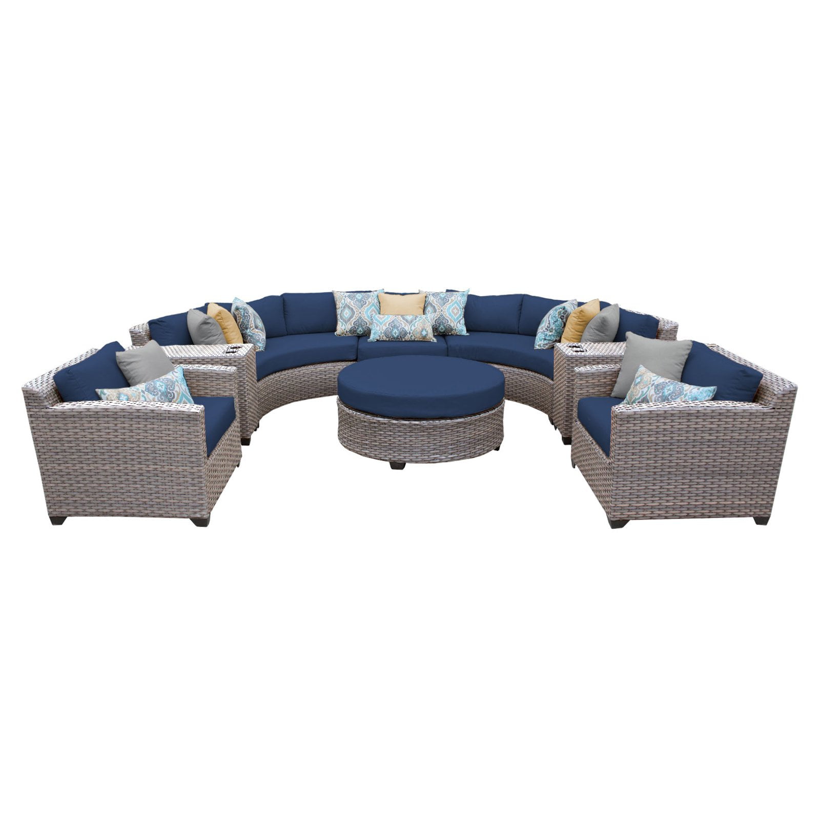 TK Classics Florence Wicker 8 Piece Patio Conversation Set with Cup Table and 2 Sets of... by Delacora