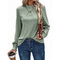 thumbnail image 1 of Camiseta de Larga con Cuello Alto y Ojales para Mujer, Elegante, Informal, , de Negocios, Elástica, con Aberturas Verde XXL, 1 of 9