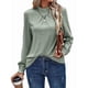 thumbnail image 1 of Camiseta de Larga con Cuello Alto y Ojales para Mujer, Elegante, Informal, , de Negocios, Elástica, con Aberturas Verde L, 1 of 9