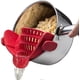 thumbnail image 1 of Strain - Silicone Clip-On Colander, Heat Resistant Drainer for Vegetables and Pasta Noodles, for Bowl, Pots, and Pans,Red, 1 of 5