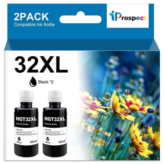 32XL Black Ink Bottle Set Compatible Replacement for  Smart Tank Printer 6001 7602 7301 5100 5101 5000 5102 757 7601 755 7601 6002 7302 7001, Smart Tank Plus 651 551 Ink Refill, 2 Black