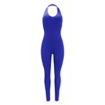 thumbnail image 5 of Gibobby pantalones siameses de pierna ancha Mono multicolor informal deportivo delgado con cuello colgante y nalgas sin espalda para mujer(Azul marino， XXL), 5 of 5