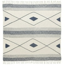 Birch Harbor Blue Coastal Diamond Striped Cotton Throw Blanket, 50" x 60"