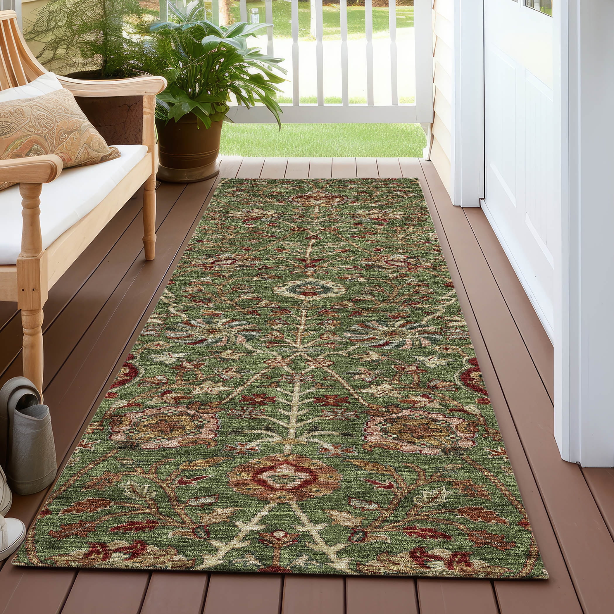 Addison Rugs Chantille Indoor/Outdoor Transitional Floral Fern Washable Runner Rug, 2'3" x 7'6"