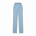 thumbnail image 3 of Womens Straight Casual Pants Plus Size Solid Color Leg Pants Elastic High Waisted Lounge Pants Fall Trousers Long Pants with Pocket, 3 of 5