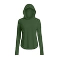 thumbnail image 7 of Sun Protection Hoodie for Women UPF 50+ Summer Long Sleeve Solid Color Lightweight Workout Shirts for Hiking Fishing Army Green XL, 7 of 7
