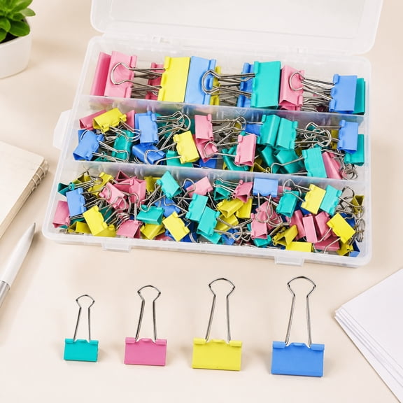 180 Pcs Colored Binder Clips Assorted Sizes, Large Medium Small Paper Clips for Office Home Document Organizing (Blue Pink Yellow Green)