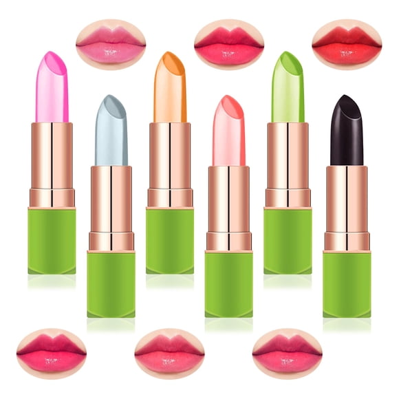 Paquete de 6 pintalabios de gelatina de flores de cristal, lápiz labial mágico que cambia de color, brillo de labios que cambia de color, brillo de labios, bálsamo labial hidratante nutritivo de larga