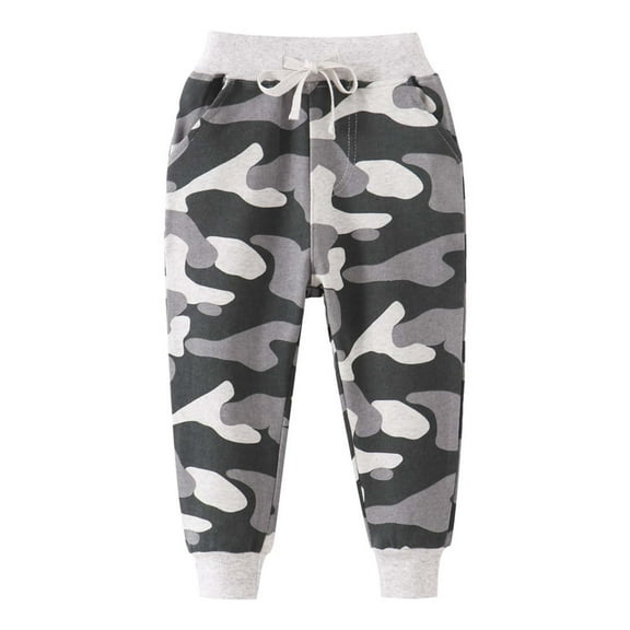 SonxaHe Toddler Boys Pants Camo Print Elastic Waist Jogger Sweatpants Kids Athletic Comfy Outerwear Fall Casual Pants Gray,Sized 2-3