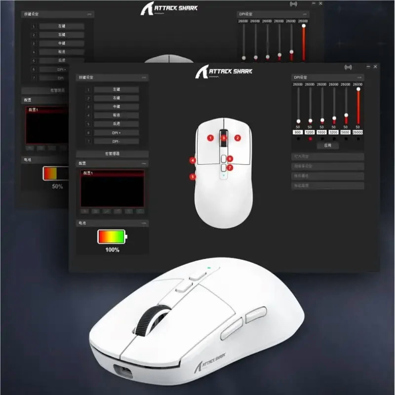 Attack Shark X6 PixArt PAW3395 Gaming Mouse, Bluetooth Tri-Mode Connection, RGB Touch Magnetic Charging Base