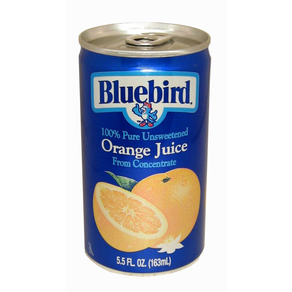 48 PACKS Bluebird Unsweetened Orange Juice, 5.5Ounce Cans Walmart
