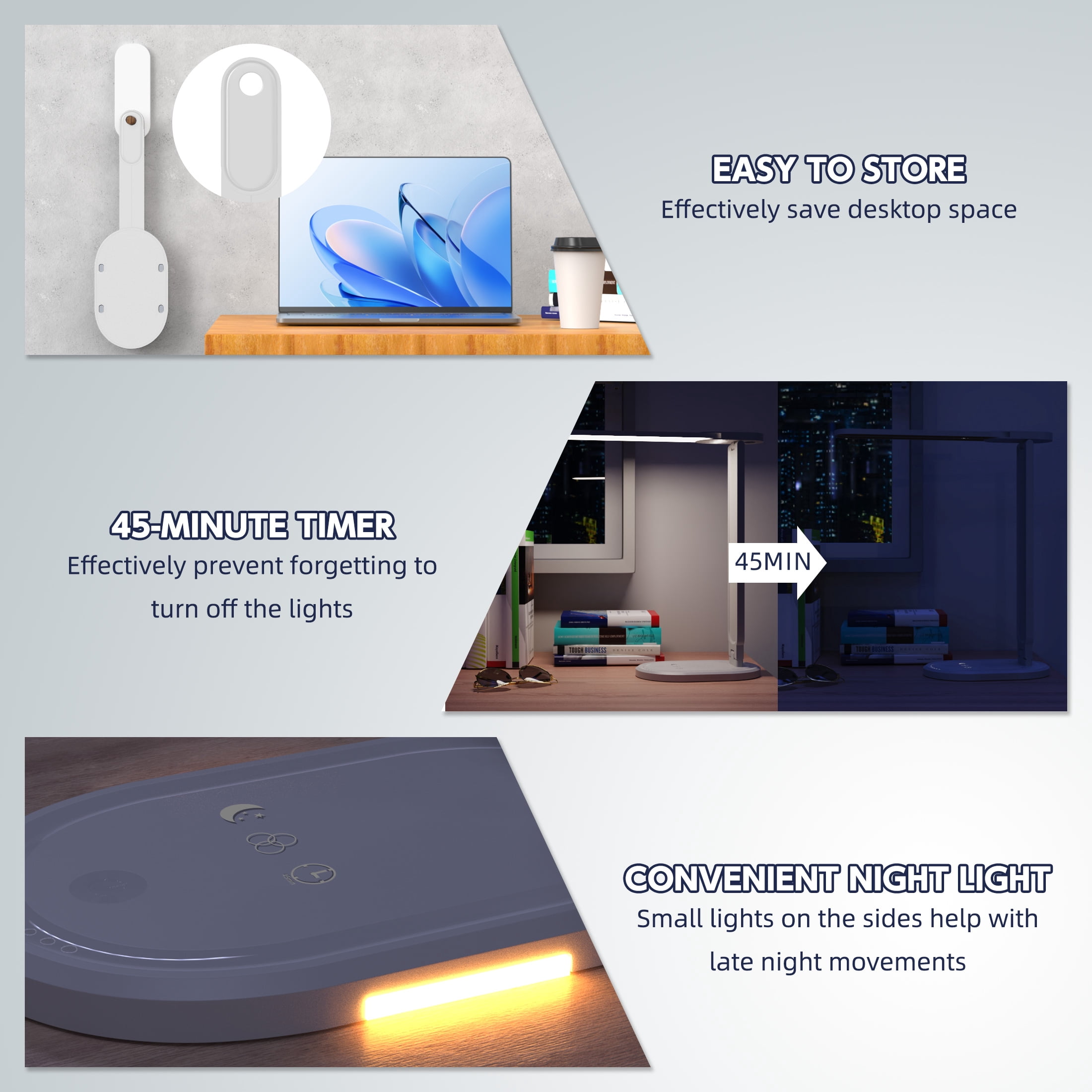 Govvep Foldable Dual Head LED Desk Lamp, 5-Level 1000LM Brightness, Adjustable Arms for Reading/Study
