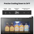 thumbnail image 3 of Yeego 136 Can Beverage Refrigerator Cooler, 3.4 cu.ft. Beverage Fridge with Glass Door for Home/Bar/Office, Black, 3 of 12