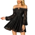 thumbnail image 2 of Fankiway Robe Courte en Dentelle Brodée à une Épaule Style Beauté Douce Robes de Plage pour Femmes Grande Taille, 2 of 3