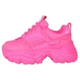 thumbnail image 2 of Berness Women Chunky Platform Sneakers Lace Up Fashion Trainers Thick Sole Casual Walking Light Weight Shoes Blair02 Hot Pink Fuchsia 8, 2 of 6