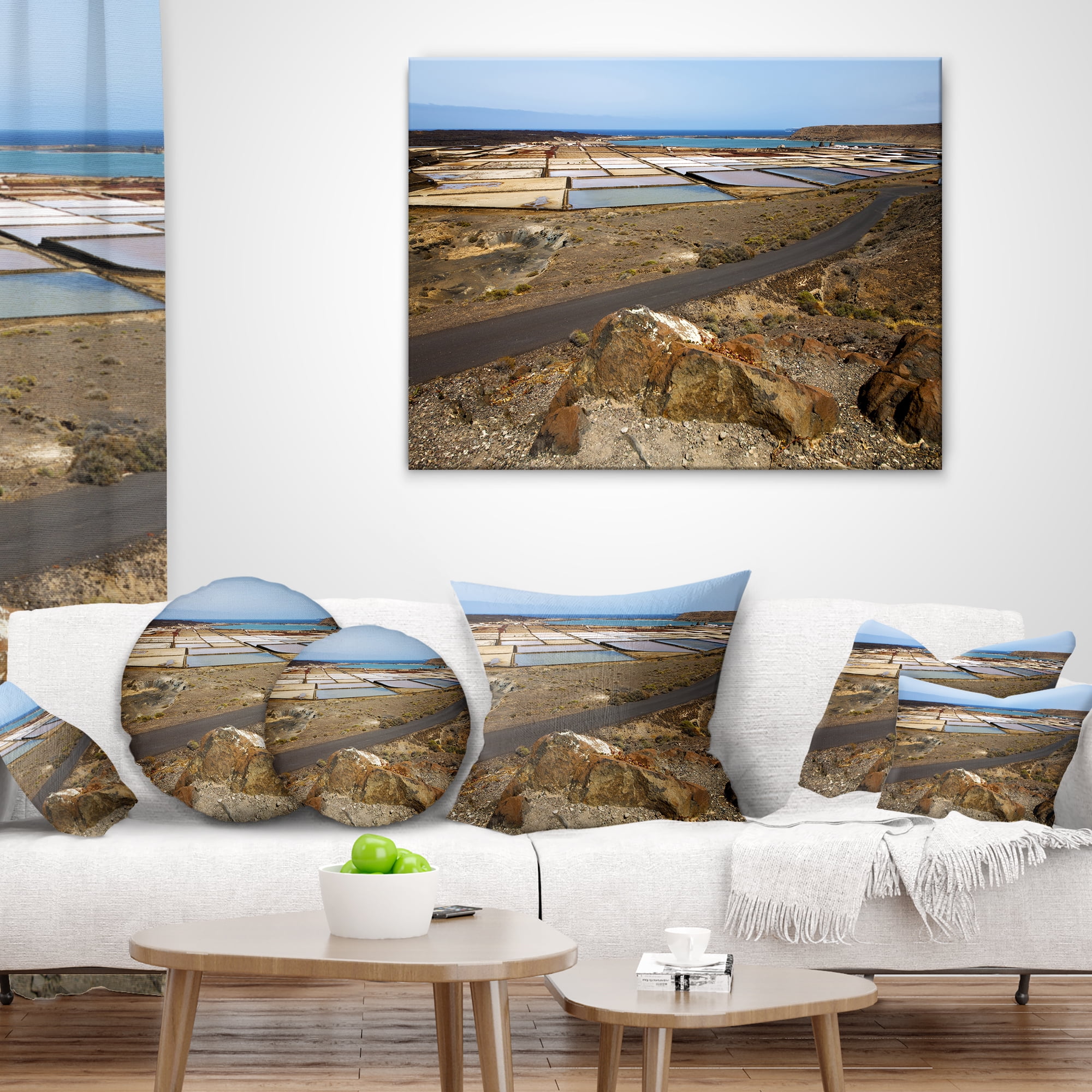 Designart Salt in Lanzarote Spain Musk Pond - Seashore Throw Pillow - 16x16