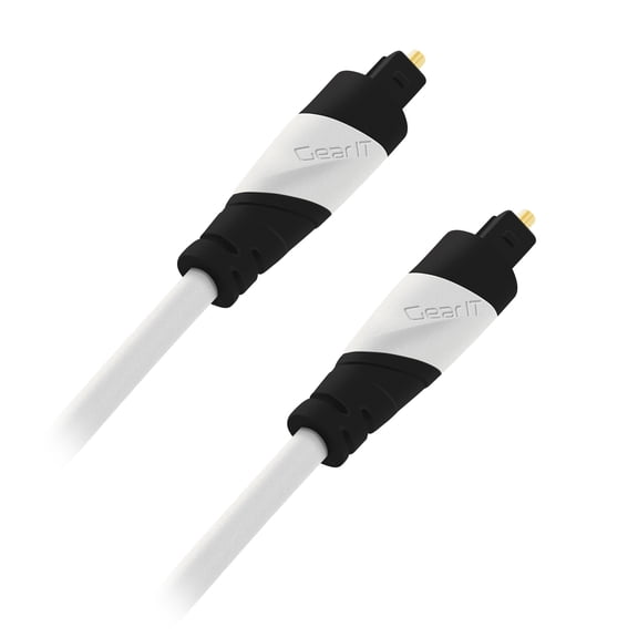 Toslink Cable, Digital Optical Audio Cable, GearIT (15 Feet 4.75m) Toslink Fiber Optic Cables for TVs, Soundbars, AV receivers, gaming counsoles White