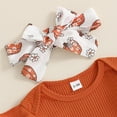 thumbnail image 6 of Generic Toddler Baby Girls Set Long Sleeve Pumpkin Print Pants + Headband 3 Set Fall Winter Clothes for Halloween Outfit （3-6 Months Red）, 6 of 9
