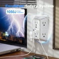 thumbnail image 4 of Multi Plug Outlet Surge Protector Wall Charger6 Outlet Extender with 4 USB Charging Ports (4.8A Total) 3-Sided 1050J Power Strip  Adapter Spaced Outlets  for Home Indoor, 4 of 9