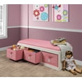 Badger Basket Kids Storage Bench with Cushion & 3 Bins White/Pink
