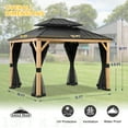 thumbnail image 7 of EAGLE PEAK 13x11 Outdoor Cedar Framed Hardtop Double Roof Gazebo for Garden, Patio, Lawn and Party, Black Mosquito Mesh Netting Included, Black, 7 of 7