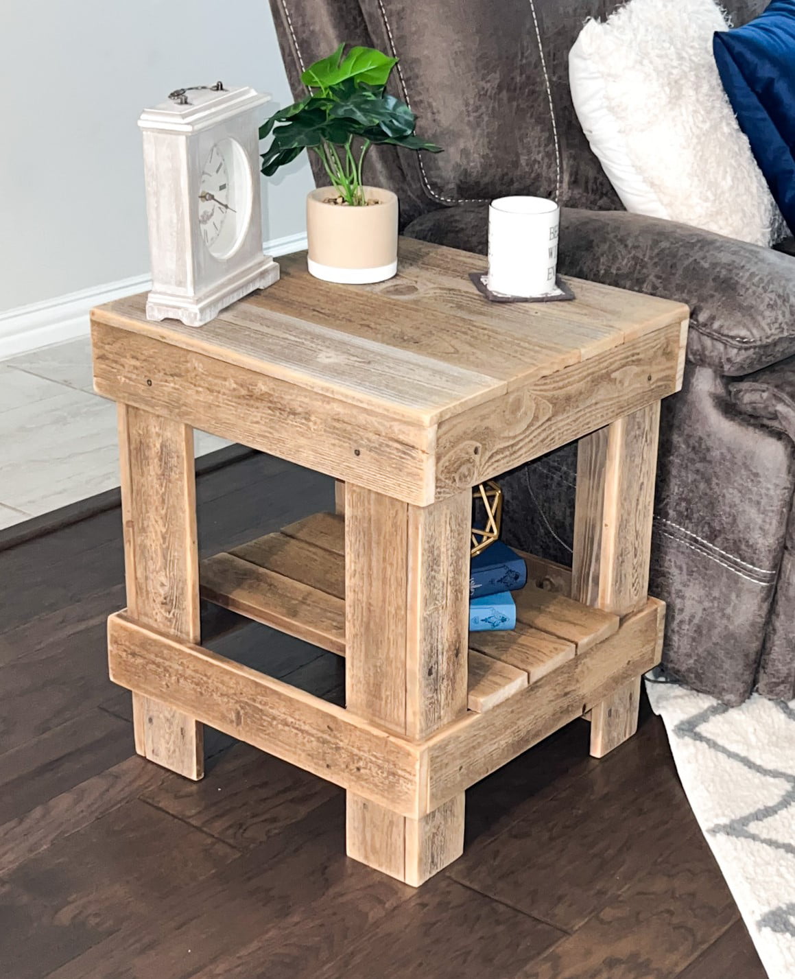 Details about   Slatted Reclaimed Wood End Table 