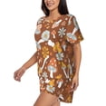 thumbnail image 2 of Kdxio Floral Hippie Mushrooms Print Pajamas Sets for Women Short-Sleeved Pjs with Lounge Shorts Two Piece Sleepwear S-4XL, 2 of 8