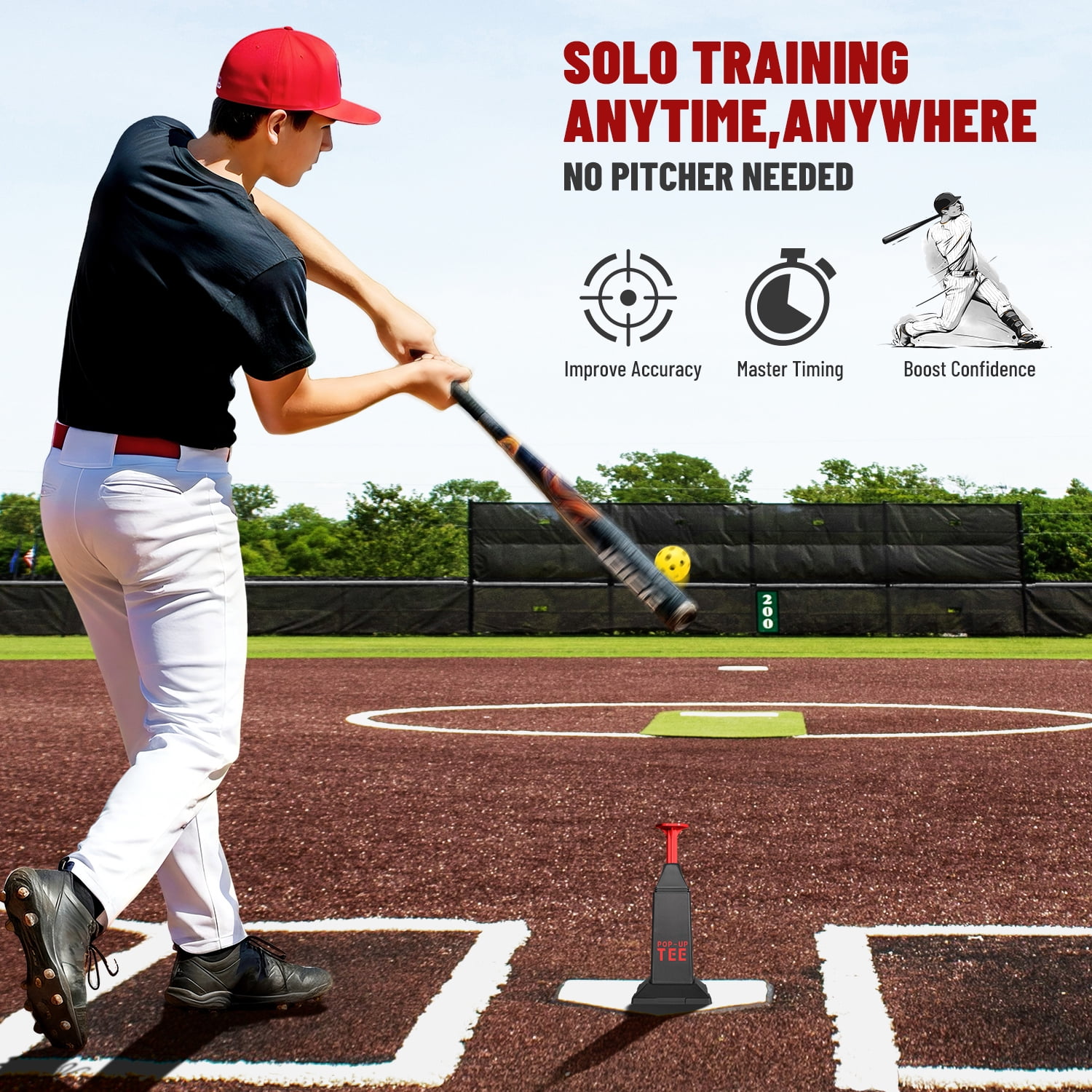ee Popper with 12 mini balls: a 40-inch pop-up tee for baseball and softball swing training. Perfect for pitcher-free practice, ideal for all players