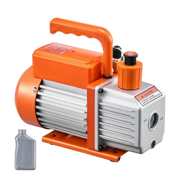 5 CFM Rotary Vane Vacuum Pump for HVAC Systems - Includes Oil