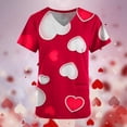 thumbnail image 2 of Valentine's Day Savings Clearance 2024! TAGOLD Women Scrub Tops, Print Scrub Tops, Women Valentine Day Short Sleeve V-neck Tops Printed Pockets Blouse Nursing, 2 of 5
