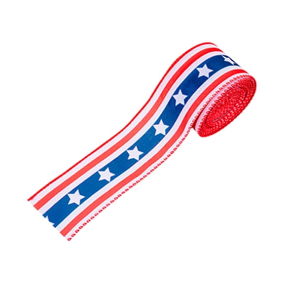 Patriotic Wired Ribbon 5.4 Yards Red White Blue Ribbon 4th of July Patriotic Star and Striped Trim DIY Crafts for 250th Anniversary Independence Day