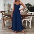 thumbnail image 2 of FRSASU Summer Dresses for Women Sleeveless High Waist Flowy Boho Maxi Dress Beach Vacation Long Sundress Dark Blue, 2 of 8