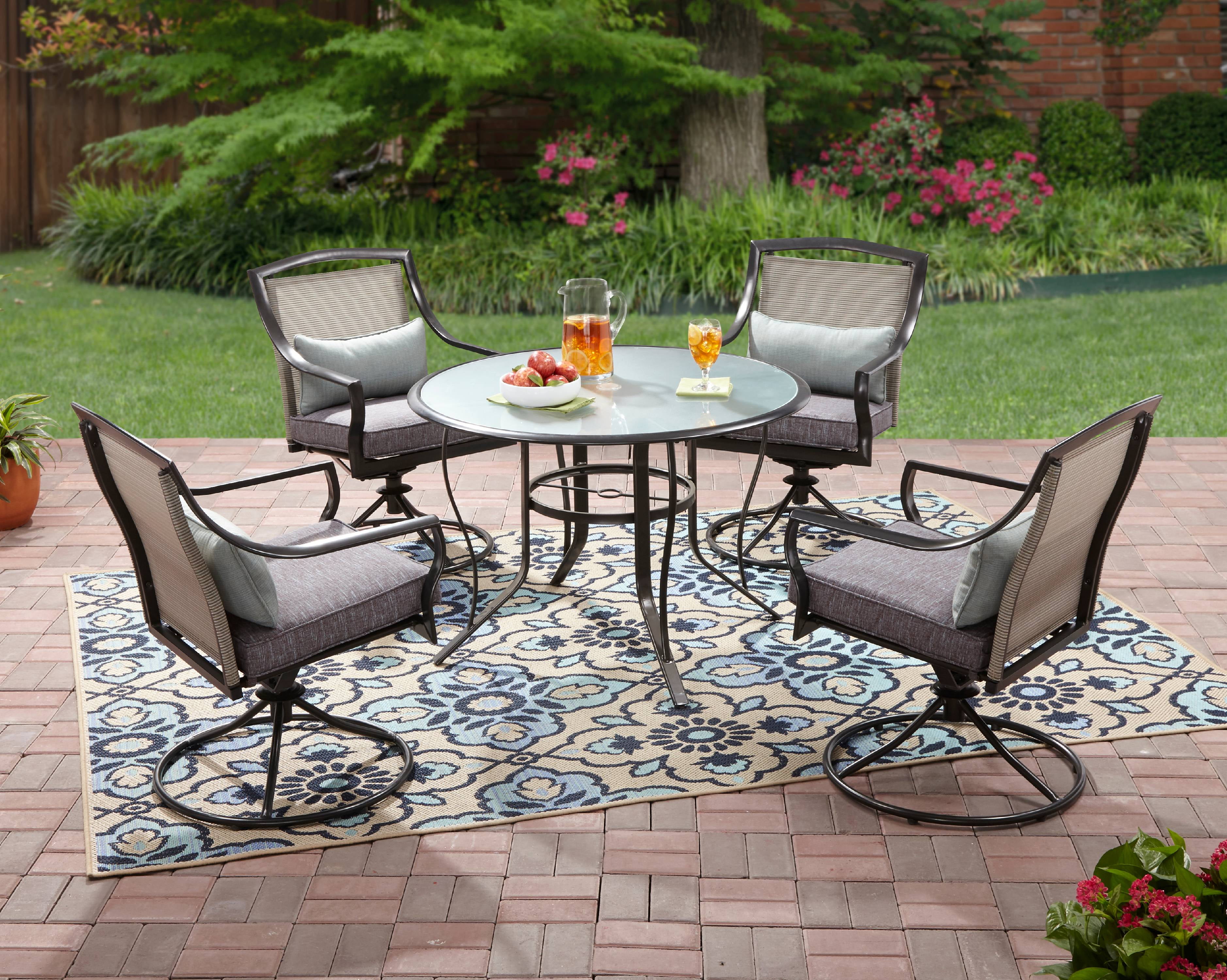 Aqua Glass 5Piece Patio Dining Set, Seats 4