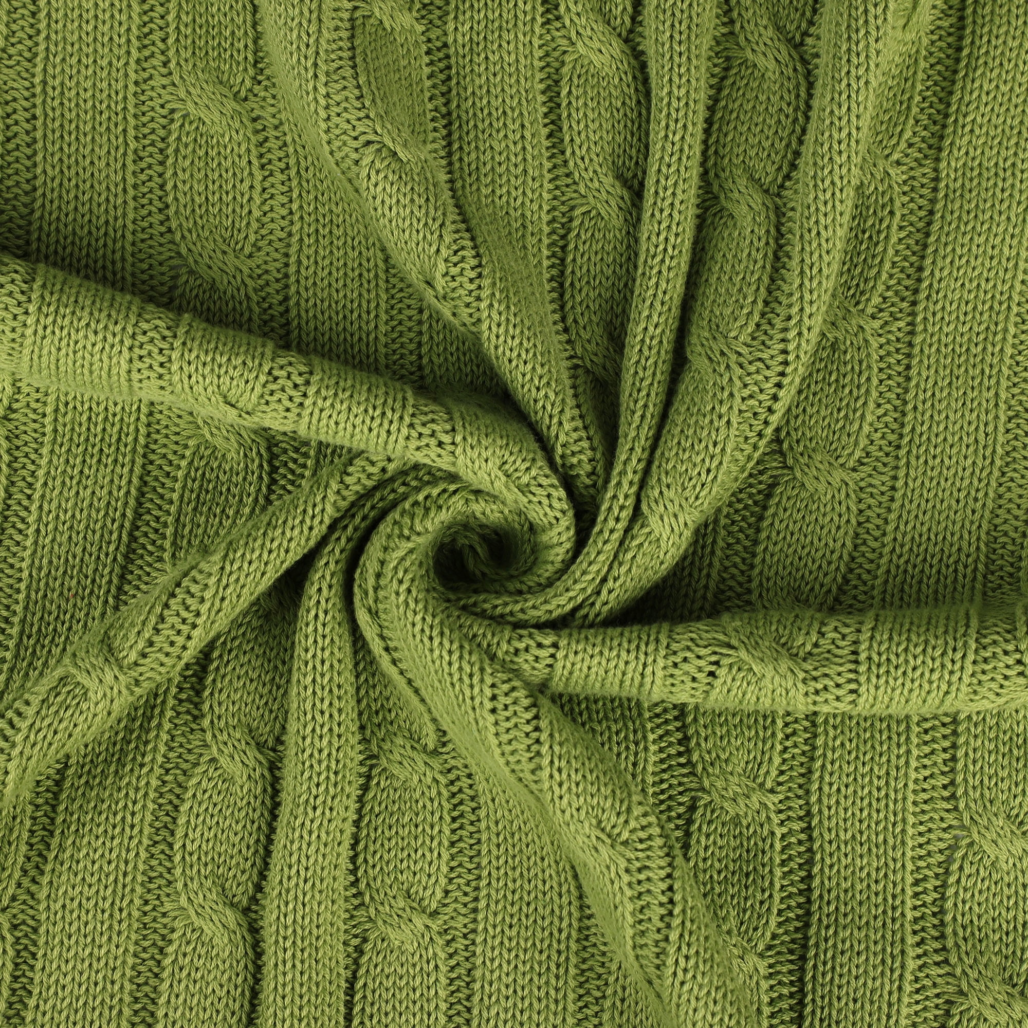 Unique Bargains Cable Knitted Bed Sofa Throw Blanket Yellow-Green 47" x 71"