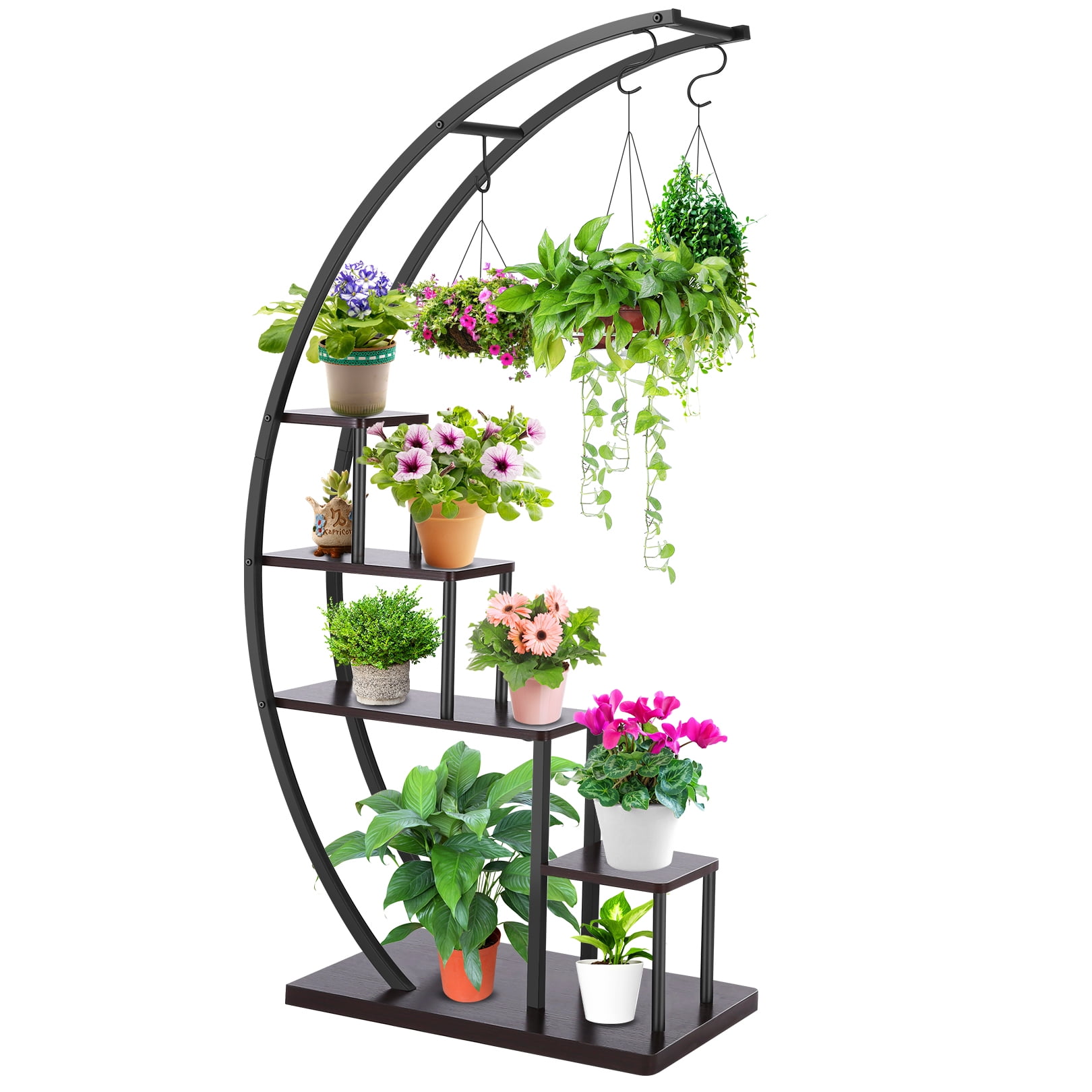 SEJOV 5 Tier Plant Stand Indoor, Half Moon Shape Plant Shelf with