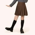thumbnail image 4 of AHTJRT Girls Pleated Skirt Stretch High Elastic Waisted Wool A-Line Short Mini Basic Skirt School Uniform Cheerleader Skirts Skater Skirt Brown 9-10 Years, 4 of 6