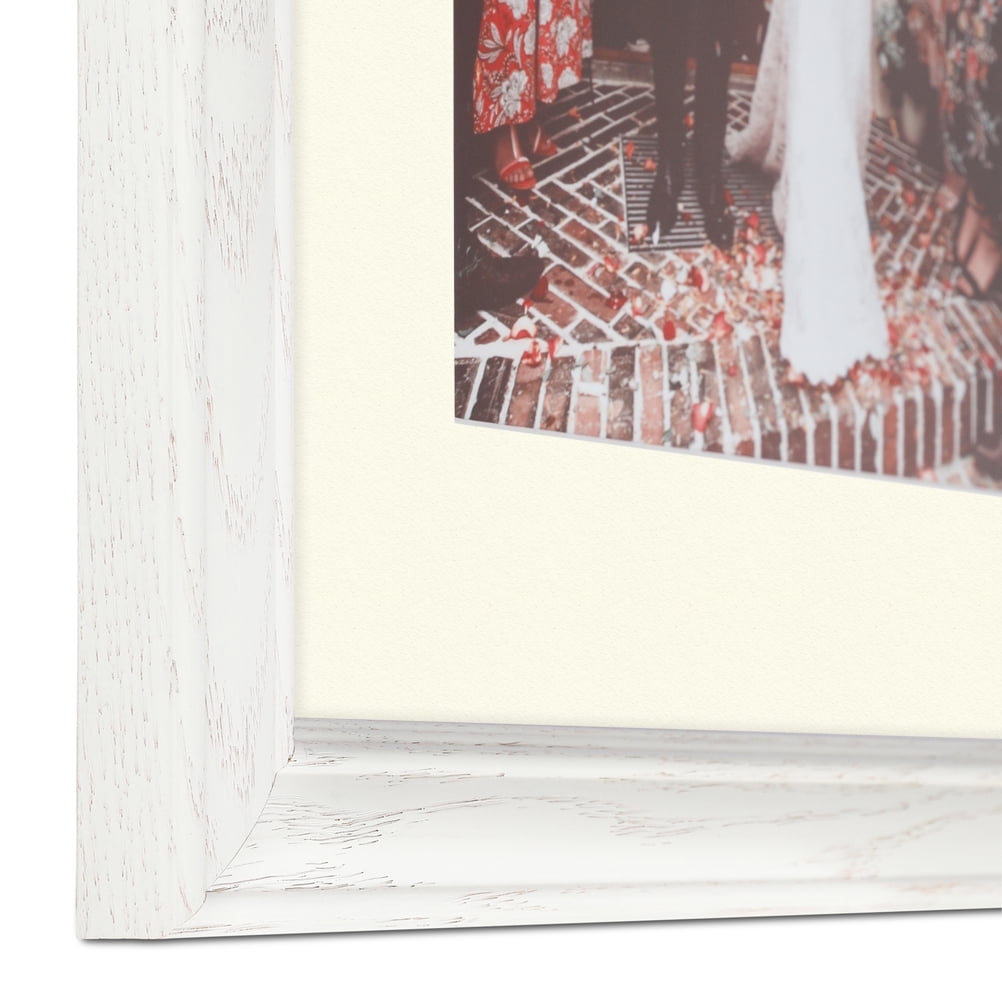 ArtToFrames 22x28 Matted Picture Frame with 18x24 Single Mat Photo Opening Framed in 1.25 Off White Wash on Ash and 2 Brilliant White Mat (FWM-4098-22x28)