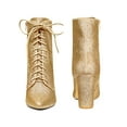 thumbnail image 5 of BLISSFUL STEP Glitter Pointed Toe Block Heel Ankle Boots for Women Gold 5.5, 5 of 6