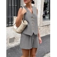 thumbnail image 3 of Conjunto Coordinado para Mujer PRETTYGARDEN Chaleco sin Mangas y Shorts XXL Gris, 3 of 8