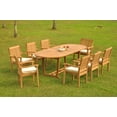 thumbnail image 3 of Grade-A Teak Dining Set: 8 Seater 9 Pc: 94" Mas Oval Trestle Leg Table And 8 Leveb Stacking Arm Chairs Outdoor Patio WholesaleTeak #WMDSWVm, 3 of 6