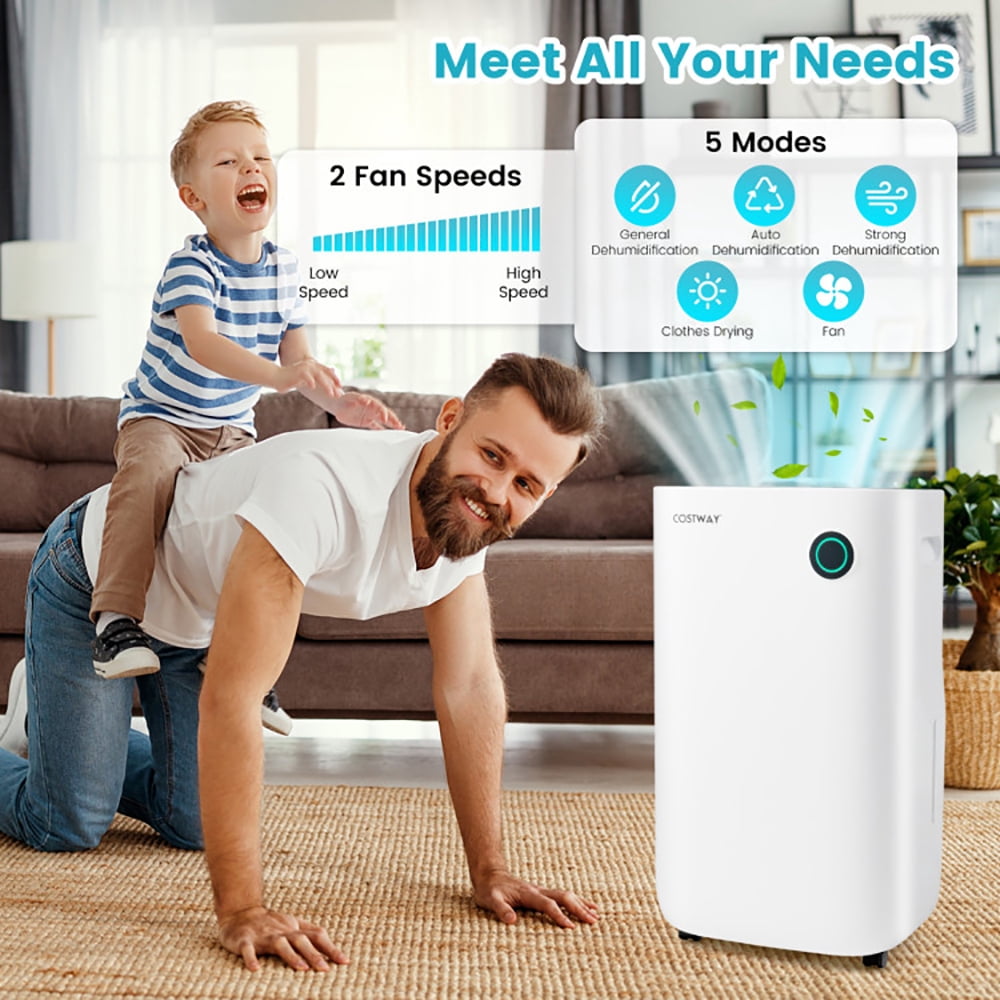 Yardi Yard 4500 Sq. Ft Dehumidifier with 5 Modes and 3-Color Indicator Light-White, Dehumidifiers for Home, Auto and Manual Drainage, Intelligent Humidity Controll for Room, Bathroom, RV