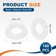thumbnail image 2 of Uxcell 160pcs M5 Arandelas Planas de Nailon (5mm ID 10mm OD 1mm de grosor) - Espaciador de Junta de O Ring de Plástico, para Atornillar Válvulas de Grifo de Manguera, Blanco, 2 of 7