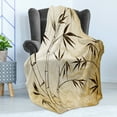 thumbnail image 4 of Bamboo Print Soft Flannel Fleece Throw Blanket, Gradient Bamboo Leaves Flexibility Complex Root Structure Stable Travelers, Cozy Plush for Indoor and Outdoor Use, 50" x 70", Brown Cream, by Ambesonne, 4 of 5