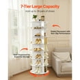 thumbnail image 4 of KFFKFF 7-Tier Rotating Shoe Rack Tower with Wheels, 360° Spinning Carousel Organizer, Movable Closet Shelf for Entryway or Living Room, White, 4 of 9