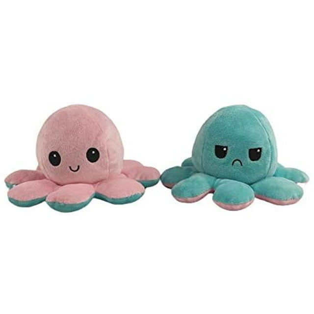 Jouets en Peluche Pieuvre Mignons, Poupée Pieuvre Réversible Double Face, Poupée Animal en Peluche Pieuvre Douce et Réversible, Cadeaux de Jouets Créatifs pour Enfants, Famille, Amis Bleu Pâle Rose